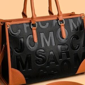 Black and Tan Embossed Tote Bag